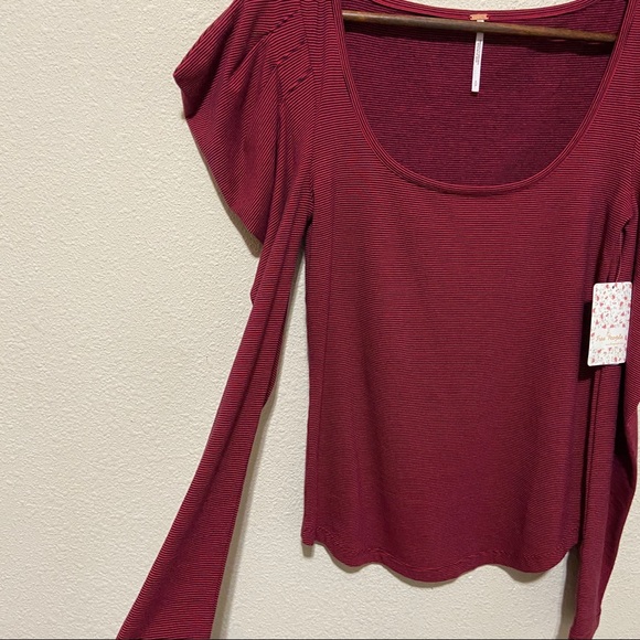 Free People Penelope Puff Sleeve Striped Top NWT - Picture 9 of 10